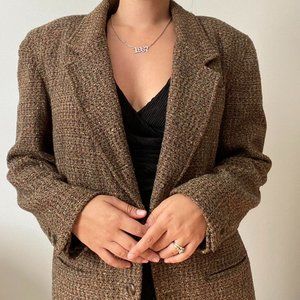 Vintage Liz Wear Petite brown wool blazer
